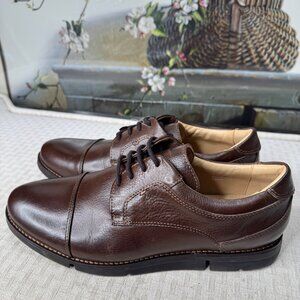 Mens SVL Footwear Size 9.5 Brown Leather Oxford Captoe Dress Shoes